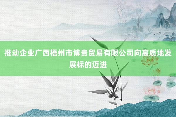 推动企业广西梧州市博贵贸易有限公司向高质地发展标的迈进